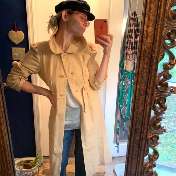 J Peterman Cotton Coat Trench Peter Pan Collar 8 - Picture 2 of 14